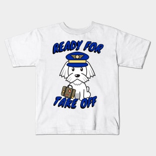 Cute White dog is a pilot Kids T-Shirt